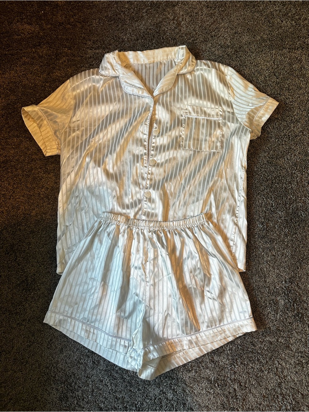 Target Silky Striped Short Pajama Set - White